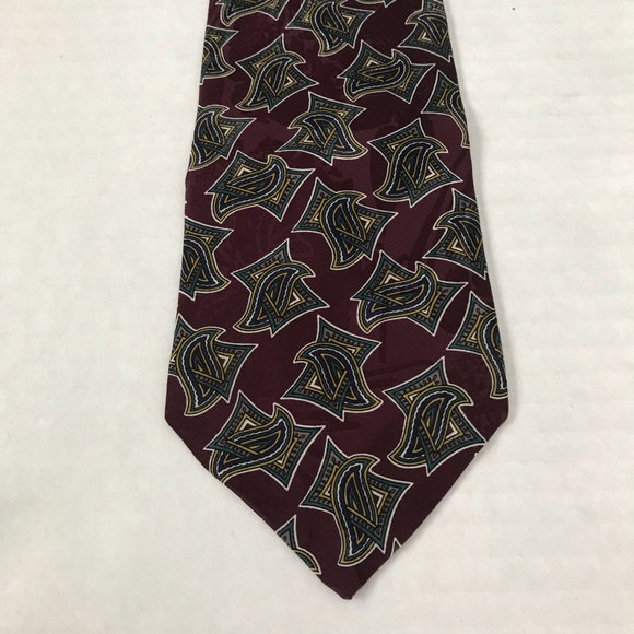 NWT Burgundy Purple Green Gold Cream Silk Tie - Picture 5 of 10